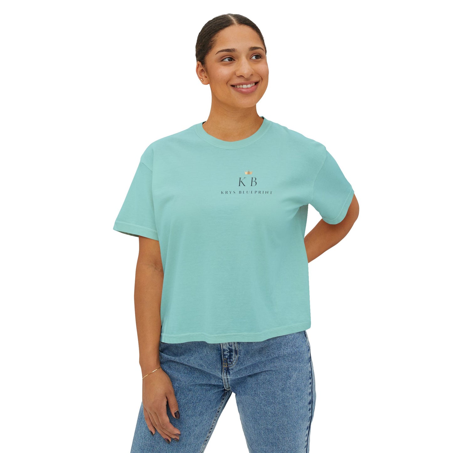 Women's Built on Faith, Focused on Freedom. Boxy Tee — Krys Blueprint