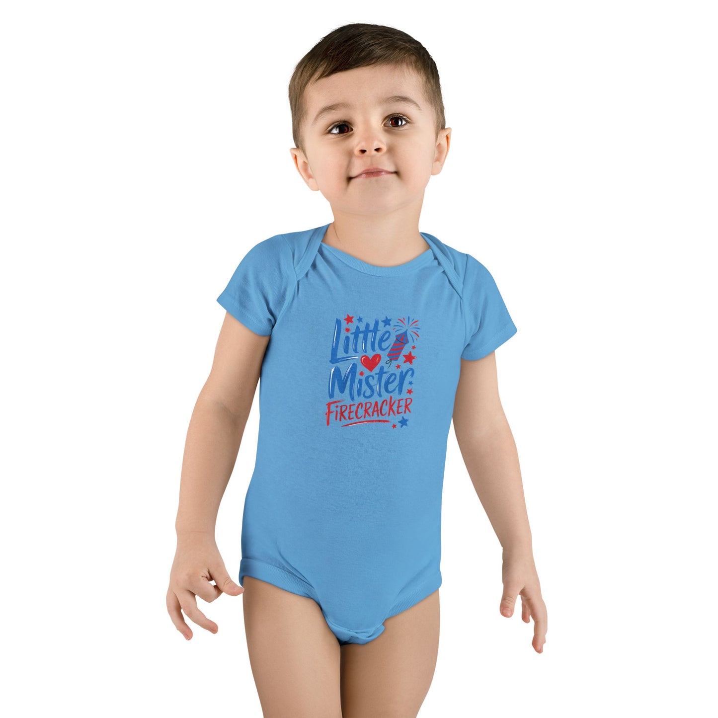 Baby Onesie “Little Mister Firecracker” Patriotic 4th of July Bodysuit