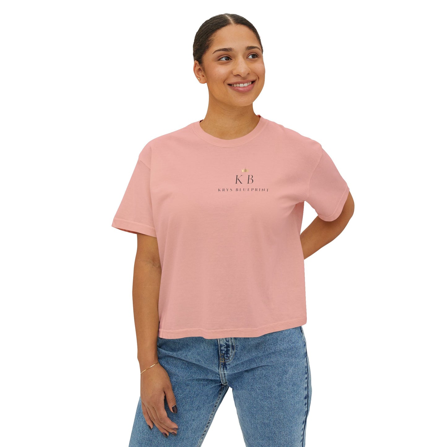 Women's Built on Faith, Focused on Freedom. Boxy Tee — Krys Blueprint