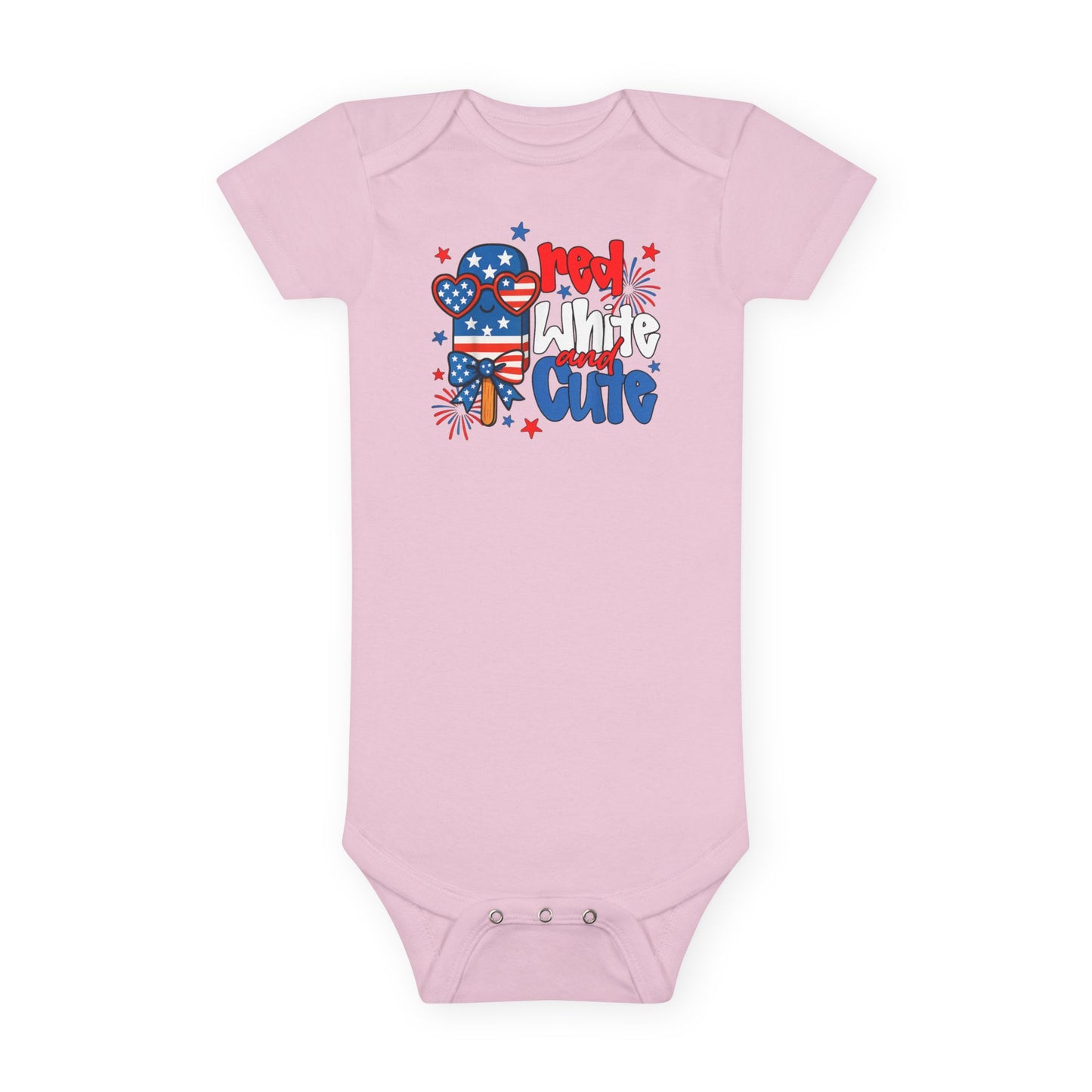 Red White & Cute Baby Onesie – 4th of July Patriotic Infant Bodysuit