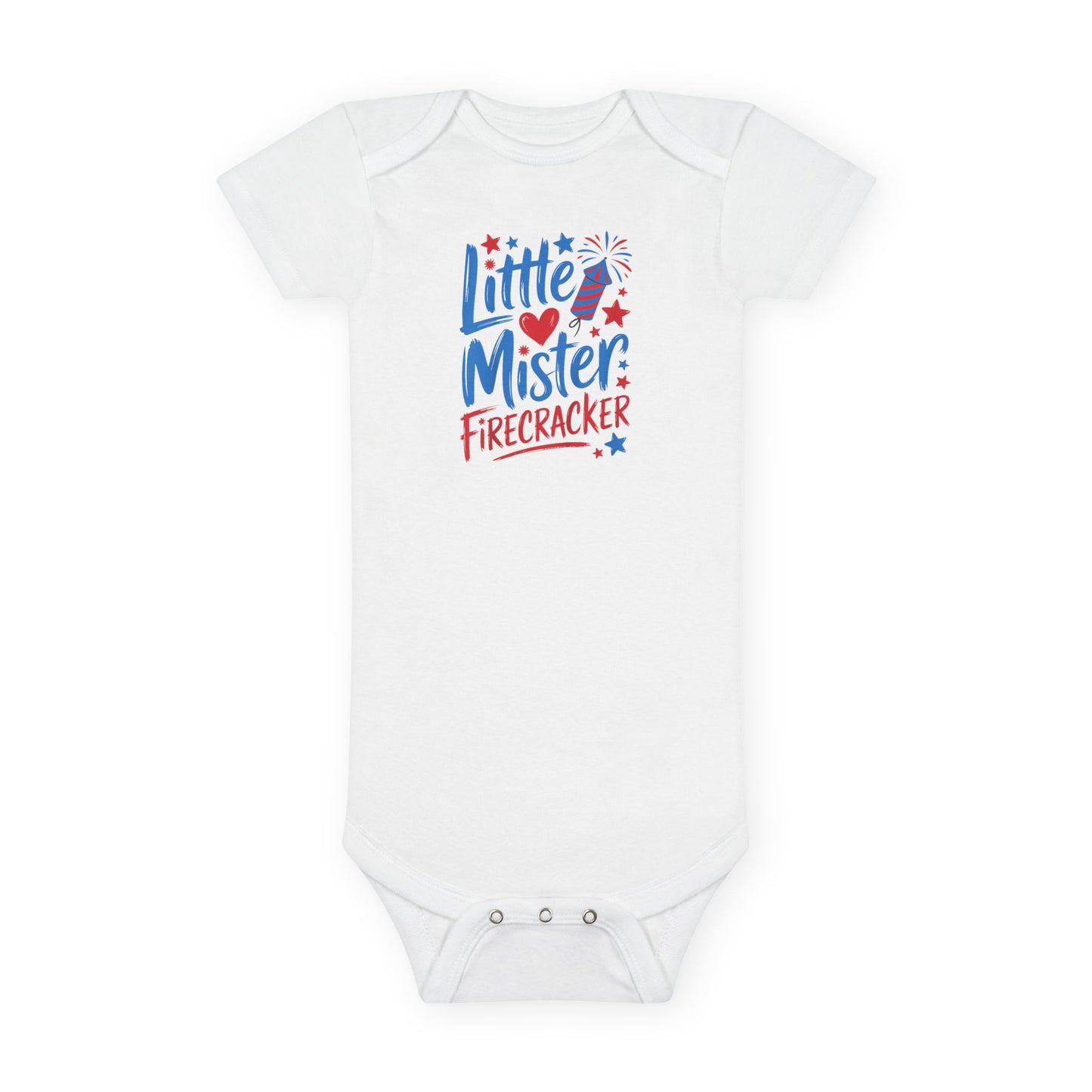 Baby Onesie “Little Mister Firecracker” Patriotic 4th of July Bodysuit