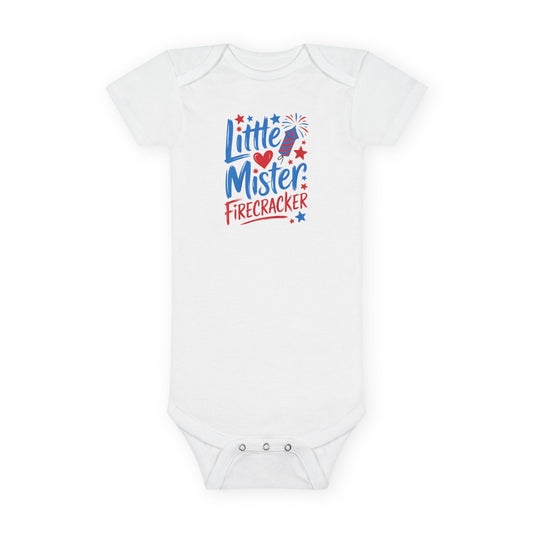 Baby Onesie “Little Mister Firecracker” Patriotic 4th of July Bodysuit
