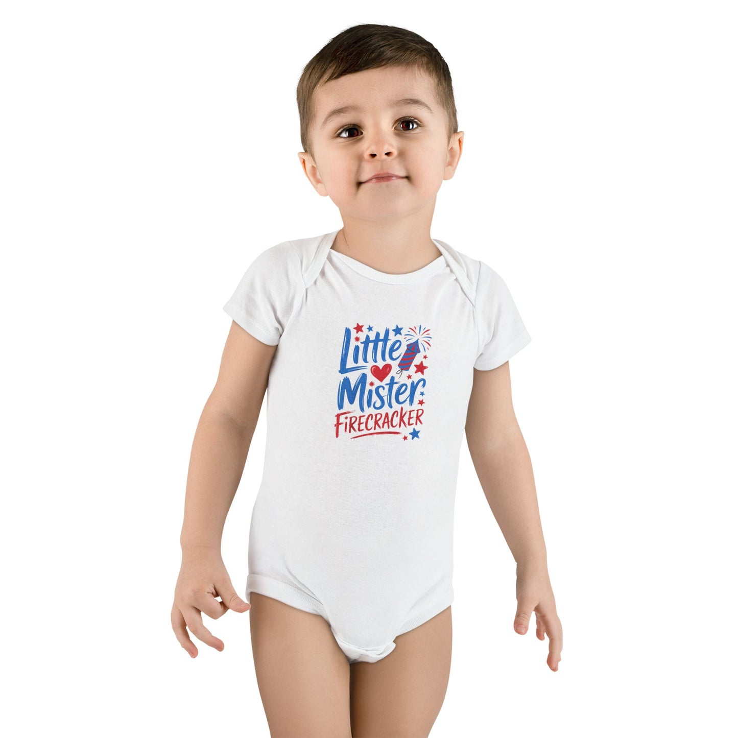 Baby Onesie “Little Mister Firecracker” Patriotic 4th of July Bodysuit