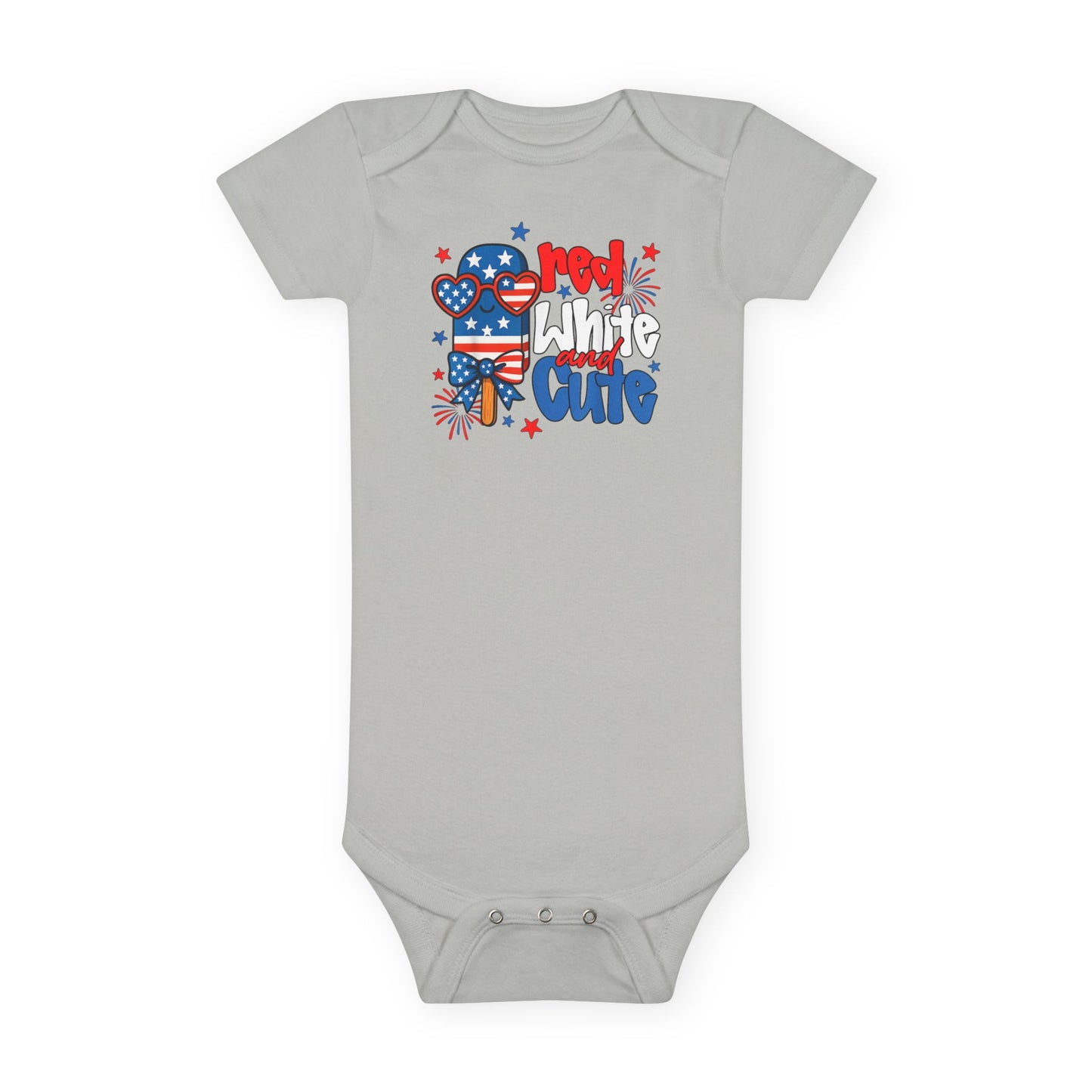 Red White & Cute Baby Onesie – 4th of July Patriotic Infant Bodysuit
