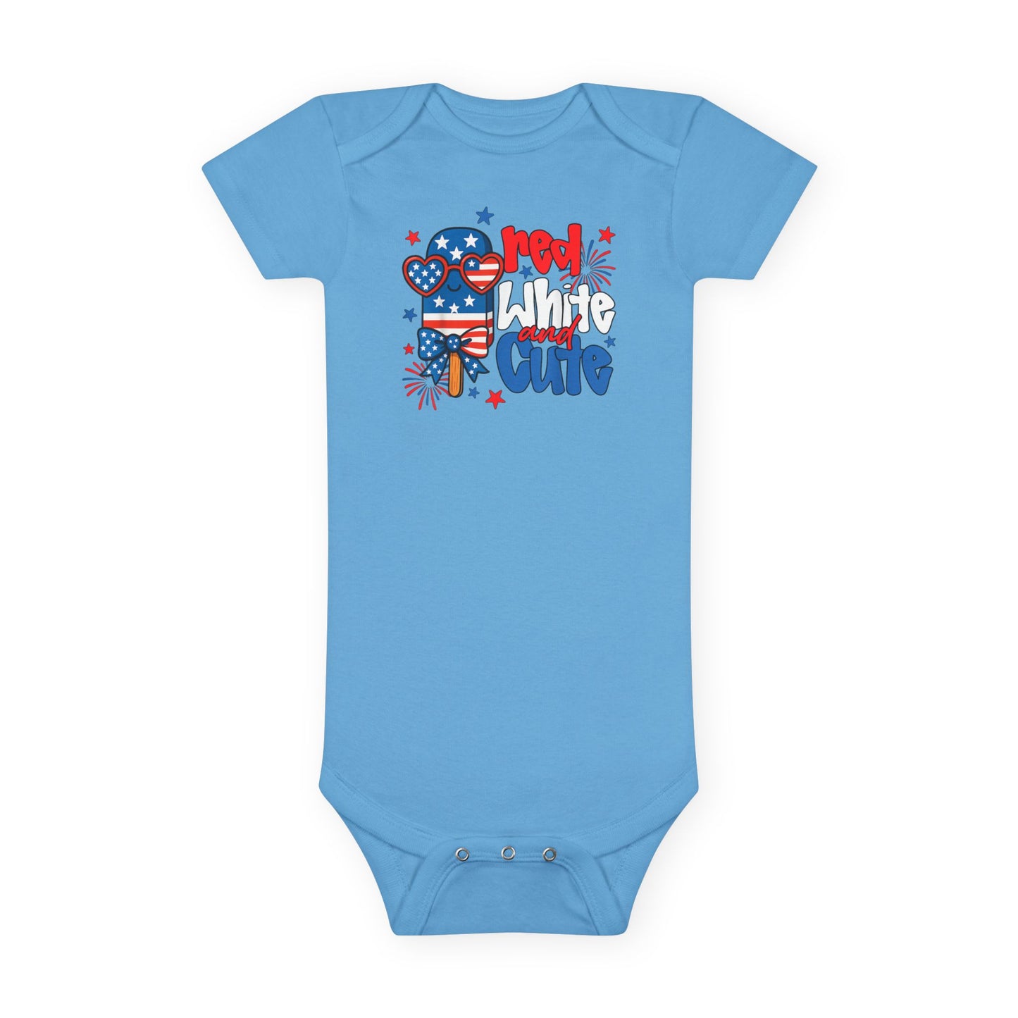 Red White & Cute Baby Onesie – 4th of July Patriotic Infant Bodysuit