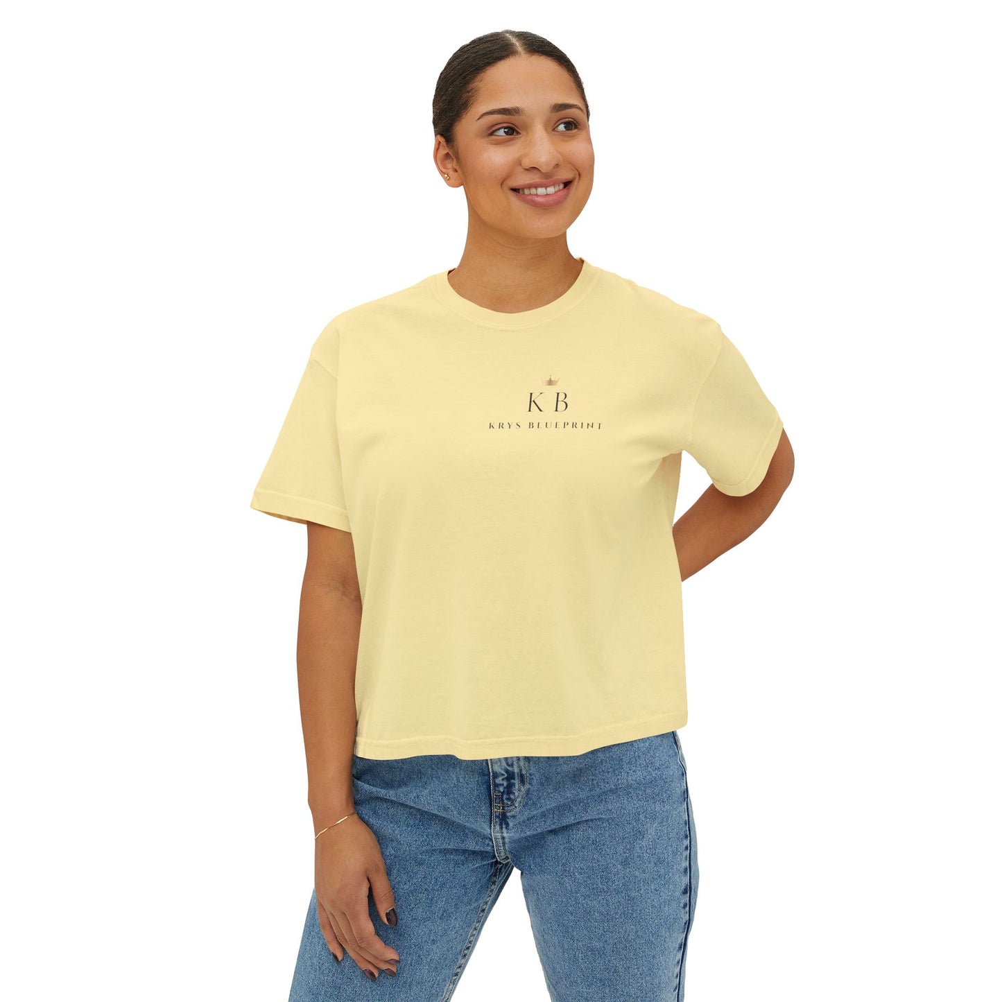 Women's Built on Faith, Focused on Freedom. Boxy Tee — Krys Blueprint