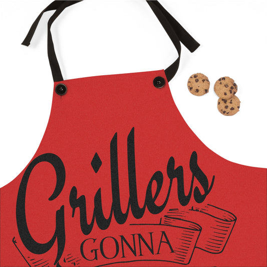 Grillers Gonna Grill Red BBQ Apron — Funny Barbecue Cooking Gift