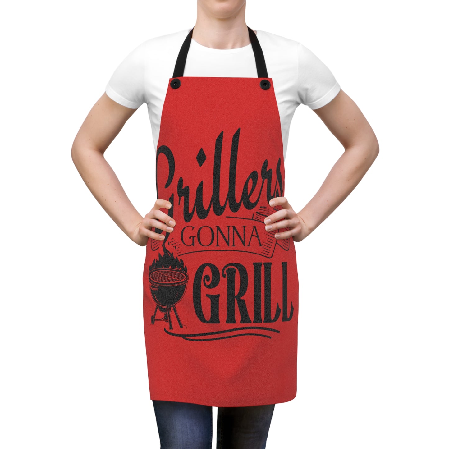 Grillers Gonna Grill Red BBQ Apron — Funny Barbecue Cooking Gift