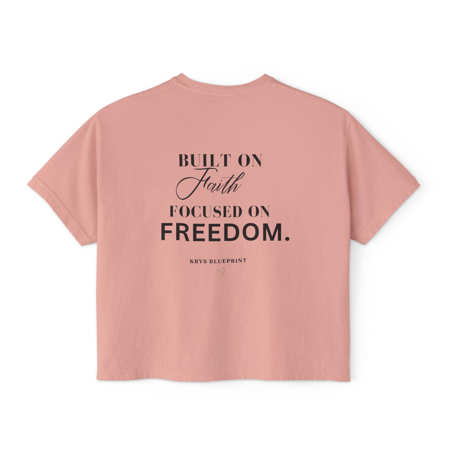 Women's Built on Faith, Focused on Freedom. Boxy Tee — Krys Blueprint