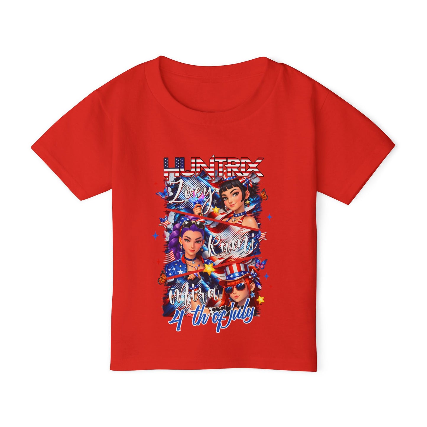 Bold K-Pop inspired streetwear tee with colorful anime-style graphics and Y2K fashion vibes.