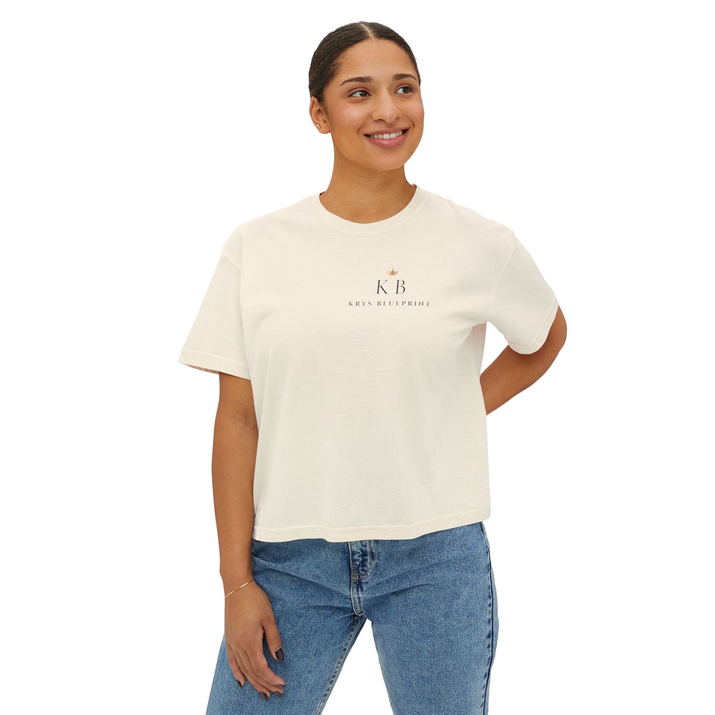 Women's Built on Faith, Focused on Freedom. Boxy Tee — Krys Blueprint
